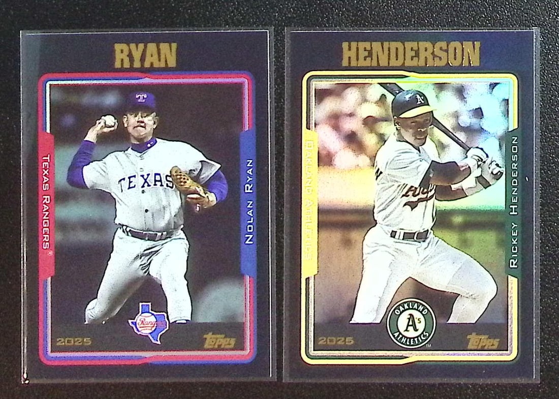 Lot of 2 2025 Topps Archives Black Foilboard Cards. Nolan Ryan & Rickey Henderson (1 of 2)