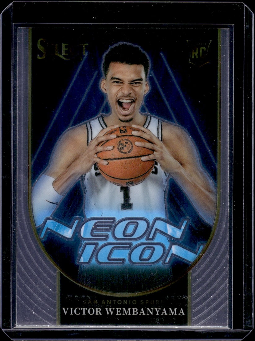 Victor Wembanyama Rookie Card Neon Icon 2023-24 Select #13 San Antonio Spurs: Panini Select, Prizm, Mosaic, Contenders, Revolution, Phoenix, NBA Hoops, Rookie NFL Sports Trading Cards, Silver, SP, SSP, Wave Prizms, Numbered Cards, Basketball sports Cards for Sale Near Me, NBA C