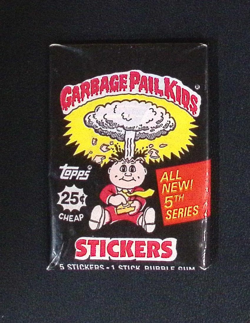 1986 Topps Vintage Garbage Pail Kids Retail Box Wax Pack - 5th Series: Sealed Packs this old have no card quality guarantees - Topps Trading Cards Sold on Line, Auction Lots for sale on line, Trading Card Stickers