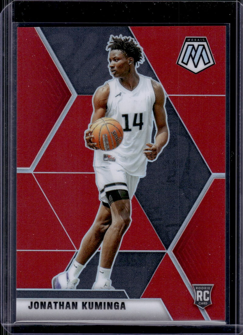 Jonathan Kuminga Rookie Card Red Prizm /149 2021 Chronicles Mosaic Draft Picks #255: Panini Select, Prizm, Mosaic, Contenders, Revolution, Phoenix, NBA Hoops, Rookie NFL Sports Trading Cards, Silver, SP, SSP, Wave Prizms, Numbered Cards, Basketball sports Cards for Sale Near Me, NBA C