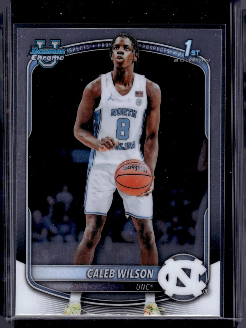 Caleb Wilson 1st Bowman 2025-26 Bowman U Chrome #BCP-83 UNC Tarheels: Bowman U Chrome Basketball NBA Trading & Sports Cards, Sports Cards for Sale Near Me, Chrome, Refractor, SP, SSP, Valuable Auction Memorabilia Lots Sold On Line, NBA Championship & Hall of Fame Player