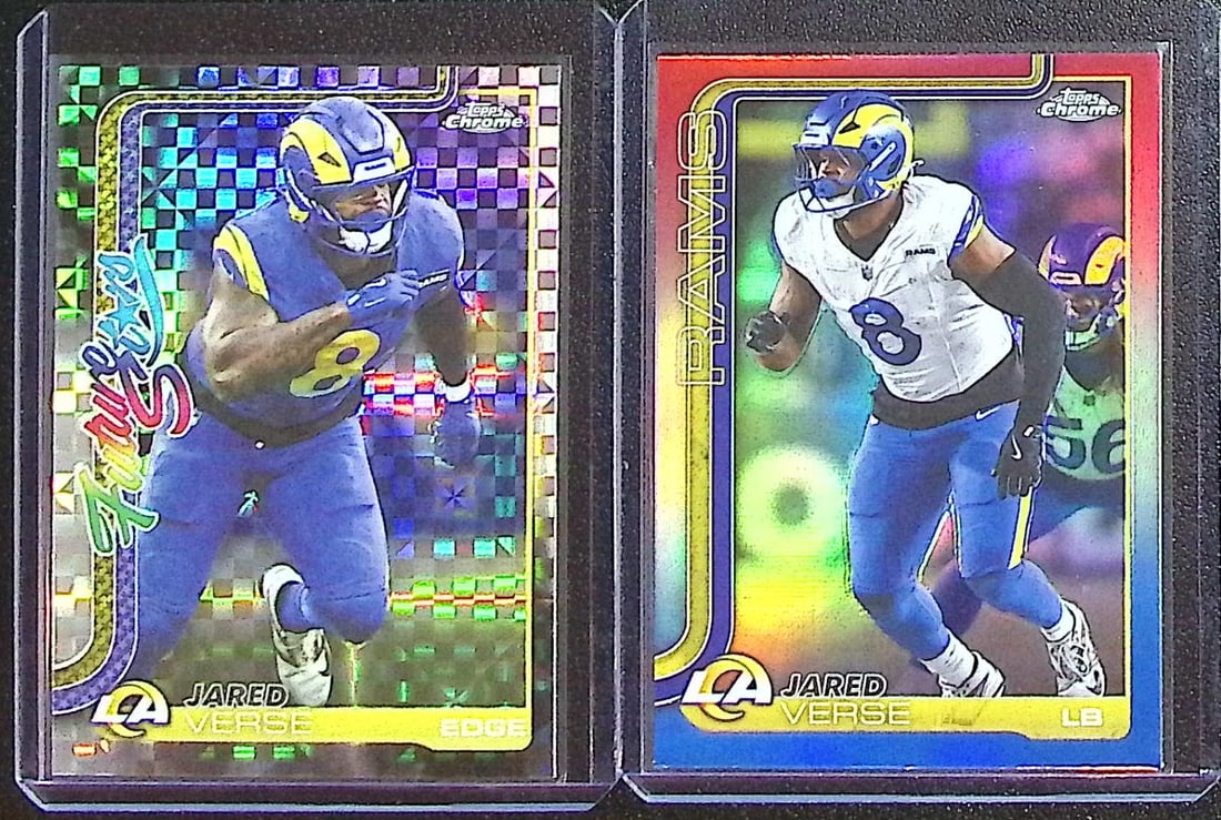 Lot of 2 Jared Verse Refractors/Xfractors 2025 Topps Chrome. Different, See Pictures. Rams: Topps Chrome Football NFL Trading Sports Cards, Sports Cards for Sale Near Me, Super Bowl & Hall of Fame Player Cards, Resurgence, Composite, SP, SSP, Valuable Auction Memorabilia Lots For Sale On Lin