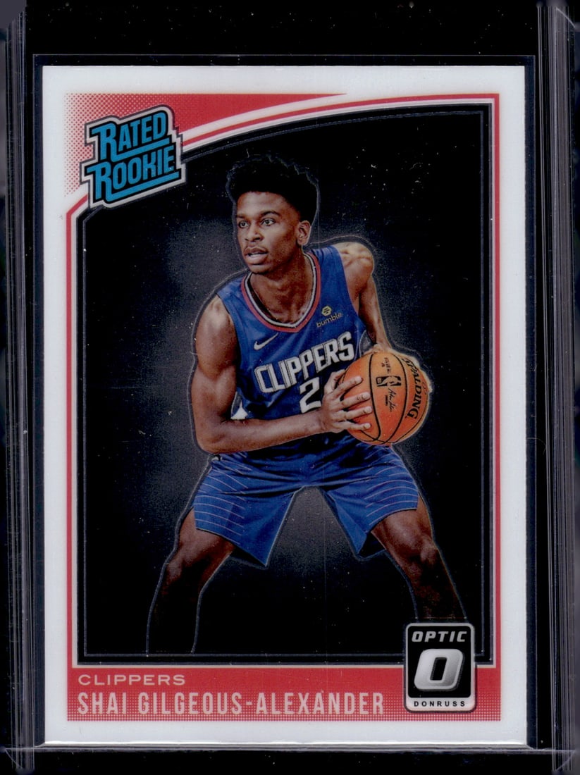 Shai Gilgeous-Alexander Rookie Card 2018-19 Donruss Optic #162 Clippers, Thunder: Panini Select, Prizm, Mosaic, Contenders, Revolution, Phoenix, NBA Hoops, Rookie NFL Sports Trading Cards, Silver, SP, SSP, Wave Prizms, Numbered Cards, Basketball sports Cards for Sale Near Me, NBA C