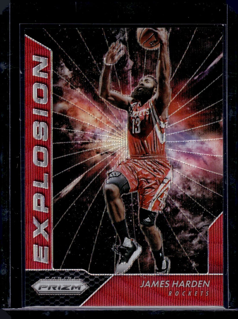James Harden Explosion Ruby Wave Prizm 2016-17 Panini Prizm #4 Houston Rockets: Panini Select, Prizm, Mosaic, Contenders, Revolution, Phoenix, NBA Hoops, Rookie NFL Sports Trading Cards, Silver, SP, SSP, Wave Prizms, Numbered Cards, Basketball sports Cards for Sale Near Me, NBA C
