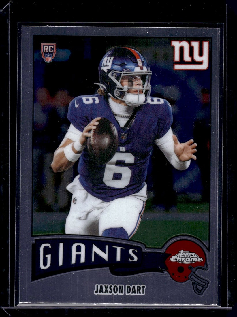Jaxson Dart Rookie Card 2025 Topps Chrome #1975-25 New York Giants: Topps Chrome Football NFL Trading Sports Cards, Sports Cards for Sale Near Me, Super Bowl & Hall of Fame Player Cards, Resurgence, Composite, SP, SSP, Valuable Auction Memorabilia Lots For Sale On Lin