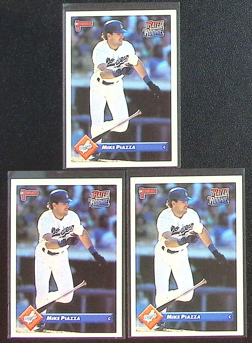 Lot of 3 Mike Piazza Rookie Cards 1993 Donruss #209 Dodgers, Mets (1 of 2)