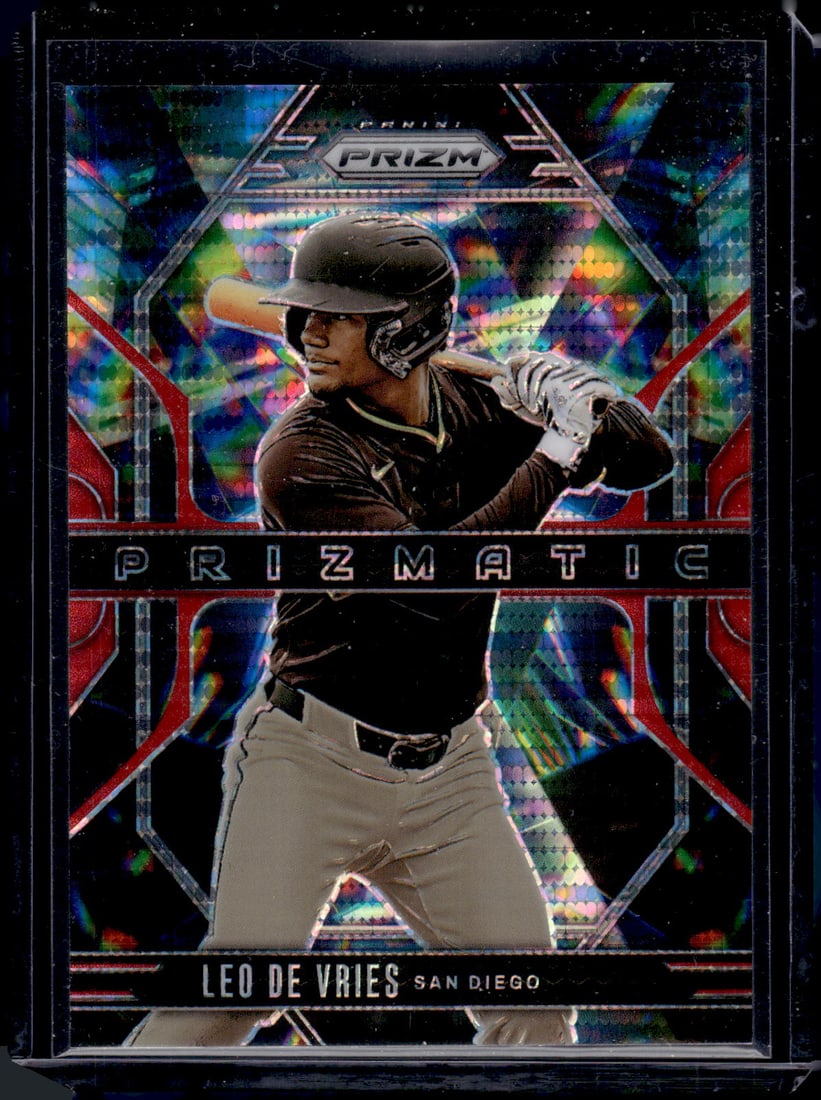 Leo De Vries Prizmatic Red Pulsar /399 2025 Panini Prizm #8 Padres, Athletics: Panini Baseball MLB Trading & Sports Cards, Sports Cards for Sale Near Me, Prizm, Mosaic, Select, SP, SSP, Auction Memorabilia Lots for Sale On Line, World Series & Hall of Fame Players