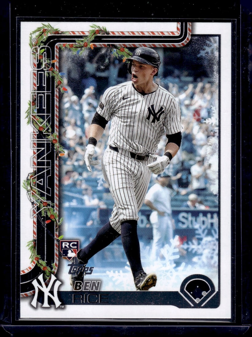 Ben Rice Rookie Card 2025 Topps Holiday #H8 New York Yankees: Topps Baseball MLB Trading & Sports Cards, Sports Cards for Sale Near Me, World Series & Hall of Fame Players Memorabilia, Refractors, X-Fractors, Numbered, SP, SSP, Valuable Auction Memorabilia Lots 