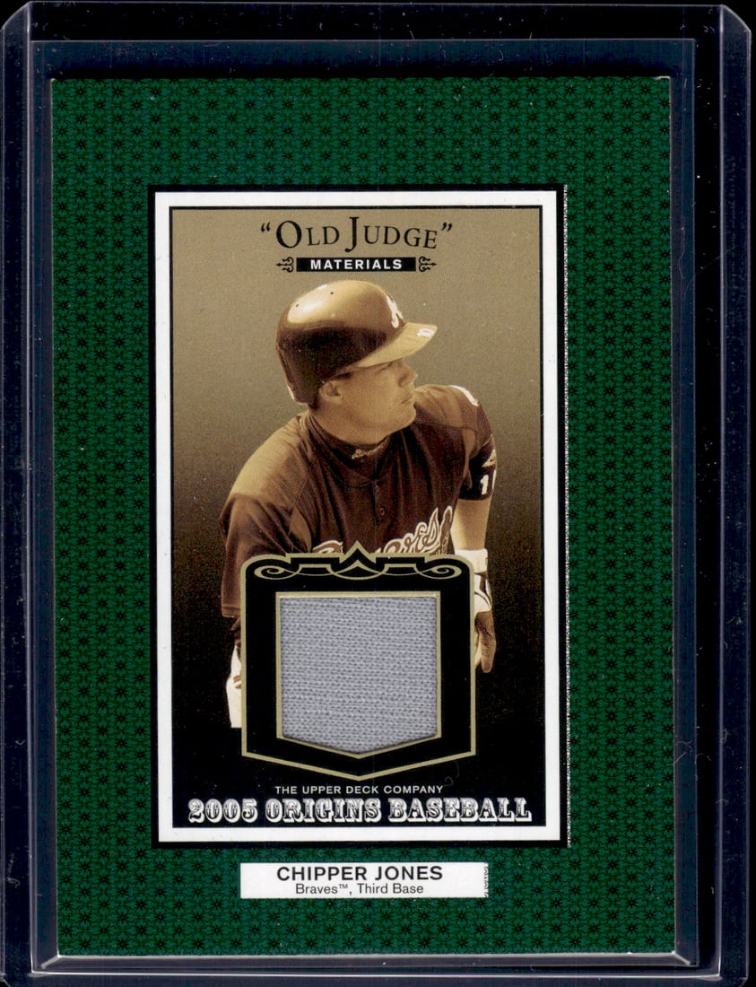 Chipper Jones Game Used Jersey Patch 2005 Upper Deck #OJ-CJ Atlanta Braves: Upper Deck Baseball MLB Trading & Sports Cards, Old Sports Cards for Sale Near Me, Auction Memorabilia Lots for Sale On Line, World Series & Hall of Fame Players