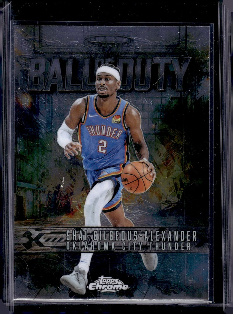 Shai Gilgeous-Alexander Bal of Duty 2025-26 Topps Chrome #BD-6 OKC Thunder: Topps Chrome Basketball NBA Trading & Sports Cards, Sports Cards for Sale Near Me, Chrome, Refractor, SP, SSP, Valuable Auction Memorabilia Lots Sold On Line, NBA Championship & Hall of Fame Player Ca