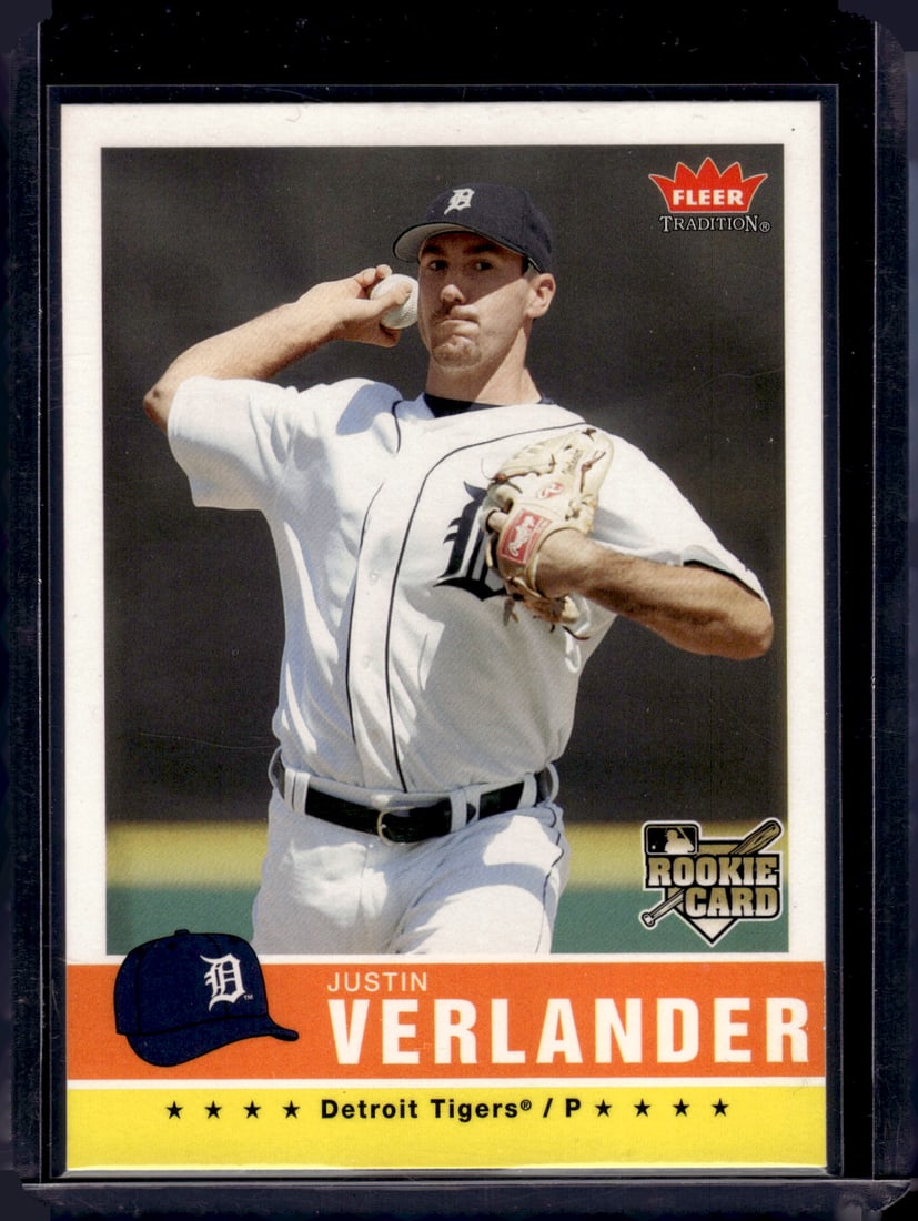 Justin Verlander Rookie Card 2006 Fleer Tradition #173 Detroit Tigers: Fleer Baseball MLB Trading & Sports Cards, Old Sports Cards for Sale Near Me, Auction Memorabilia Lots for Sale On Line, World Series & Hall of Fame Players