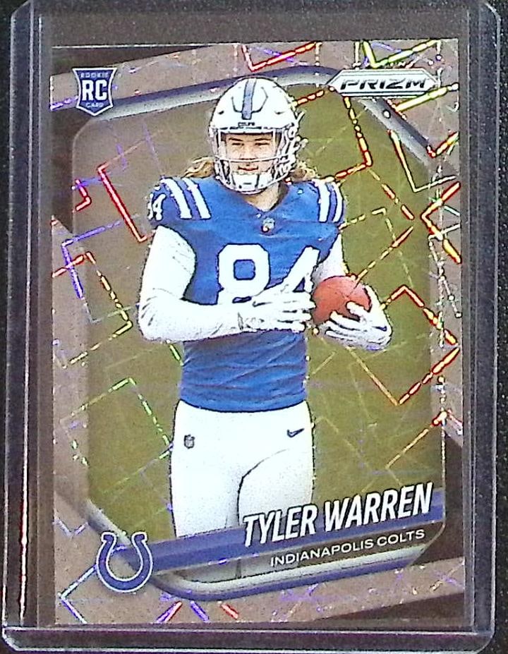 Tyler Warren Rookie Card Lazer Prizm 2025 Panini Prizm #339 Indianapolis Colts: Panini Select, Prizm, Mosaic, Contenders, Zenith, Phoenix, Illusions, Absolute, Rookie NFL Sports Trading Cards, SP, SSP, Cards, Football Cards for Sale Near Me, Superbowl & Hall of Fame Player Cards,