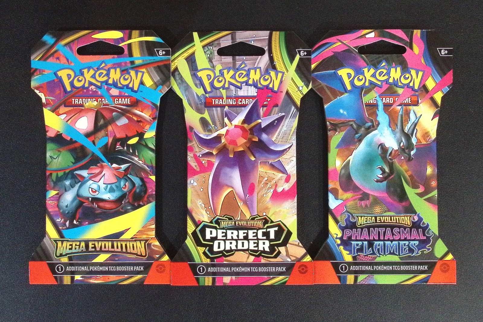 3 COUNT: 1 - Pokemon Mega Evolution, 1 - Perfect Order, & 1 - Phantasmal Flames Booster Packs (1 of 1)