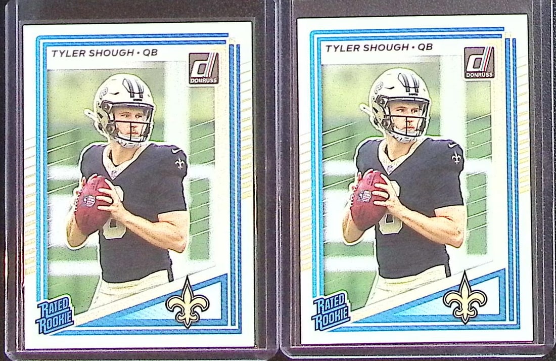 Lot of 2 Tyler Shough Rookie Cards 2024 Donruss #304 New Orleans Saints: Panini Select, Prizm, Mosaic, Contenders, Zenith, Phoenix, Illusions, Absolute, Rookie NFL Sports Trading Cards, SP, SSP, Cards, Football Cards for Sale Near Me, Superbowl & Hall of Fame Player Cards,
