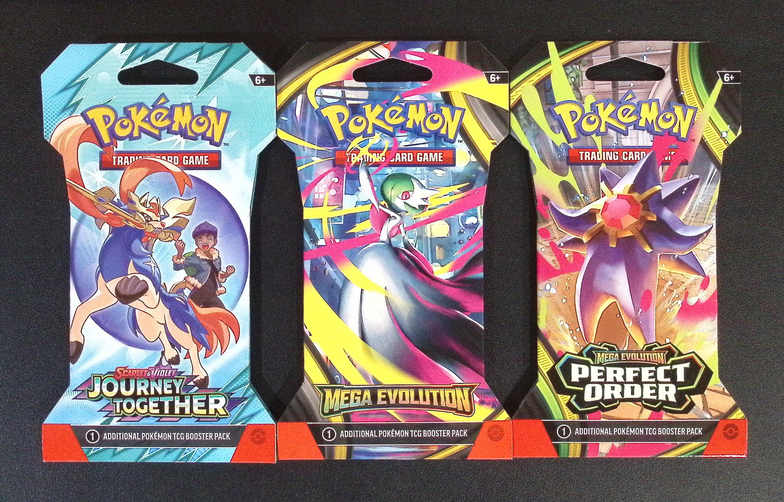 3 COUNT: 1 - Pokemon Journey Together, 1 - 2025 Mega Evolutions & 1 - PERFECT ORDER BOOSTER PACKS (1 of 1)