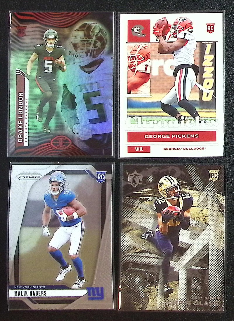 Lot of 4 Panini NFL WR Rookie Cards. London, Pickens, Nabers, Olave (1 of 2)