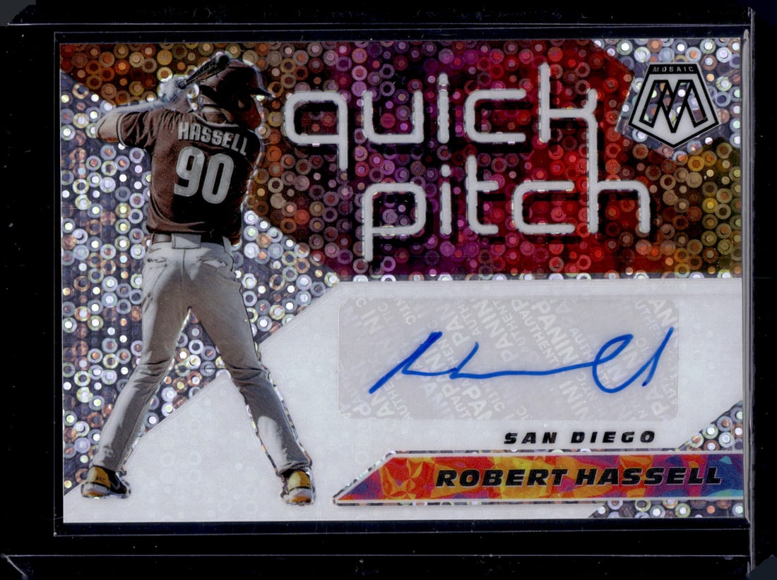 Robert Hassell Quick Pitch Prizm Auto 2021 Mosaic #QPA-RH San Diego Padres (1 of 2)