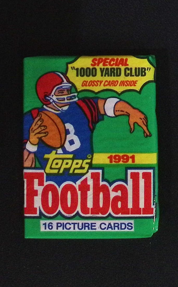 1991 Topps Football Card Retail Box Wax Pack NFL Trading Card, Sports Cards: Vintage Valuable Football NFL Trading & Sports Cards, Old Sports Cards Sold On Line, Auction Lots Sold On Line, Super Bowl and Hall of Fame Players, Dallas Cowboys, Buffalo Bills, Steelers, 49ers, Joe