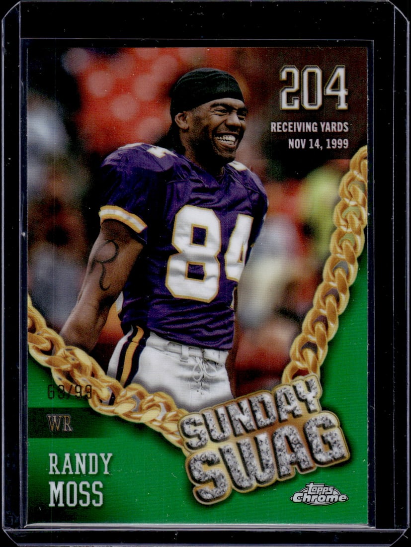 Randy Moss Sunday Swag Green Refractor /99 2024 Topps Chrome #SS-11 Vikings (1 of 2)