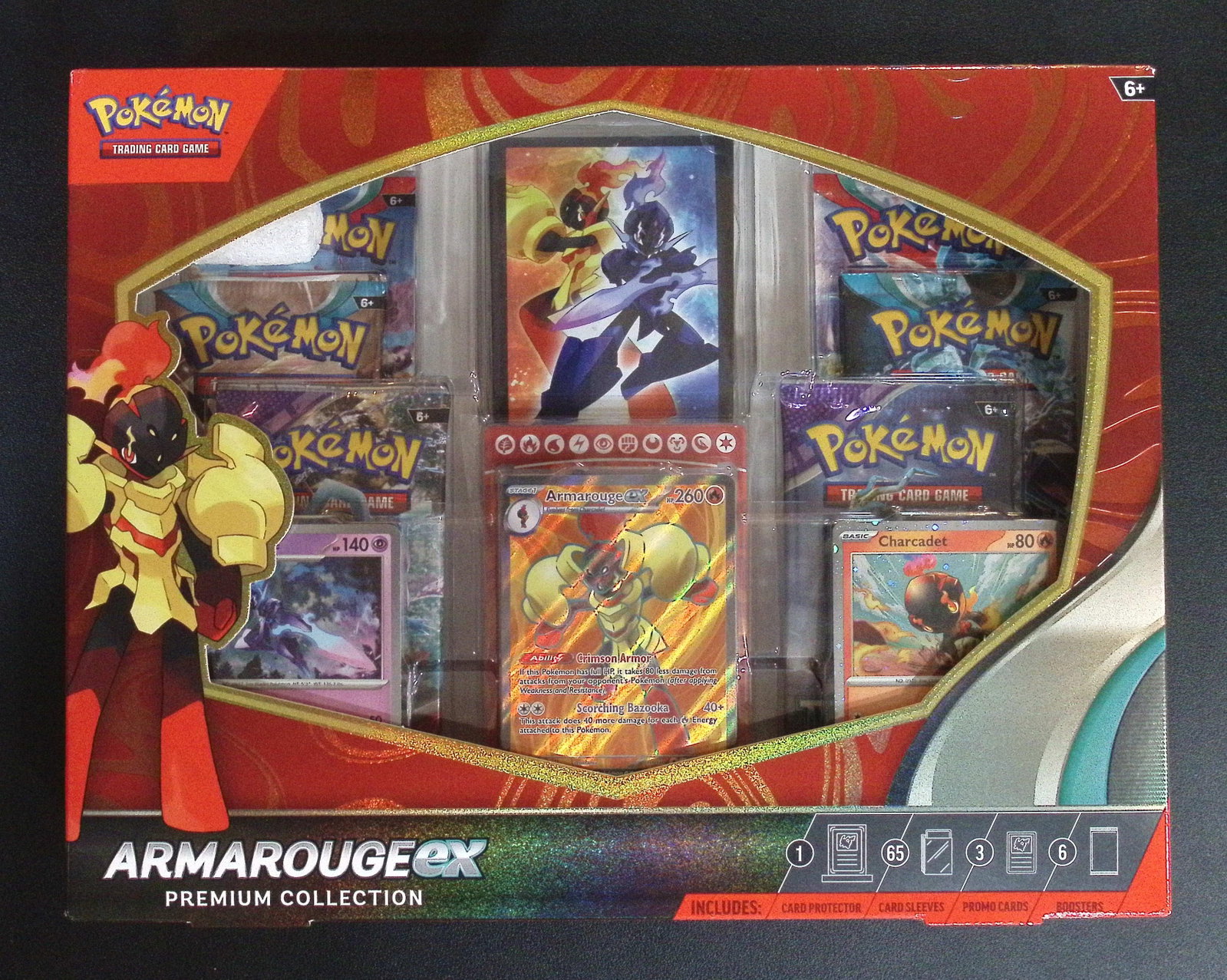 Pokemon Armarouge ex Premium Collection Box: 6 Booster Packs, 3 Foil Promo Cards (1 of 2)