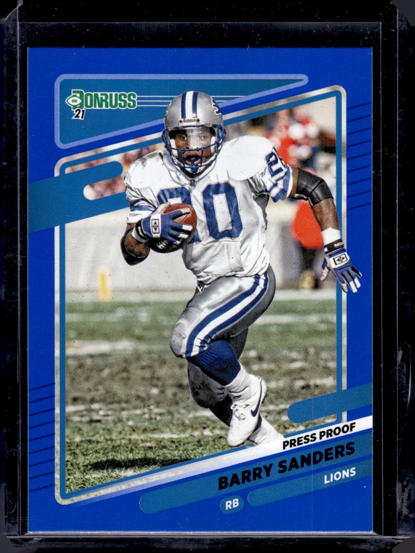 Barry Sanders Blue Press Proof 2021 Donruss #173 Detroit Lions (1 of 2)
