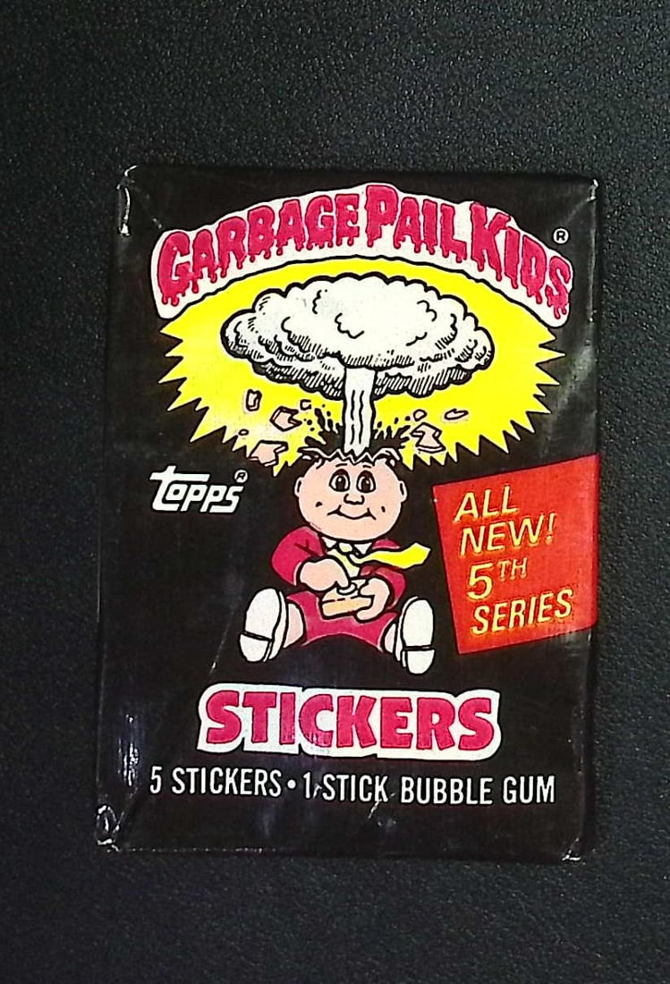 1986 Topps Vintage Garbage Pail Kids Retail Box Wax Pack - 5th Series: Sealed Packs this old have no card quality guarantees - Topps Trading Cards Sold on Line, Auction Lots for sale on line, Trading Card Stickers