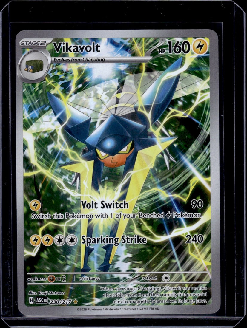 Pokemon Ascended Heroes Vikavolt Illustration Rare #230: Pokemon Trading Card Game Cards, Charizard, Pikachu, Mewtwo, Reverse Holo, Holo Rare, Secret Rare Cards, Full Art Cards, Eevee, Ultra Rare Card, Illustration Rare, Special Illustration Rare SIR