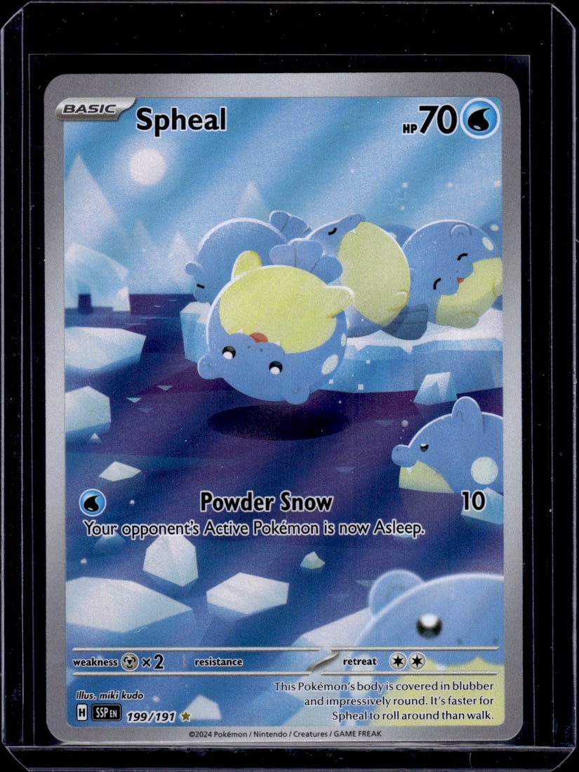 Pokemon Surging Sparks Spheal Illustration Rare #199: Pokemon Trading Card Game Cards, Charizard, Pikachu, Mewtwo, Reverse Holo, Holo Rare, Secret Rare Cards, Full Art Cards, Eevee, Ultra Rare Card, Illustration Rare, Special Illustration Rare SIR