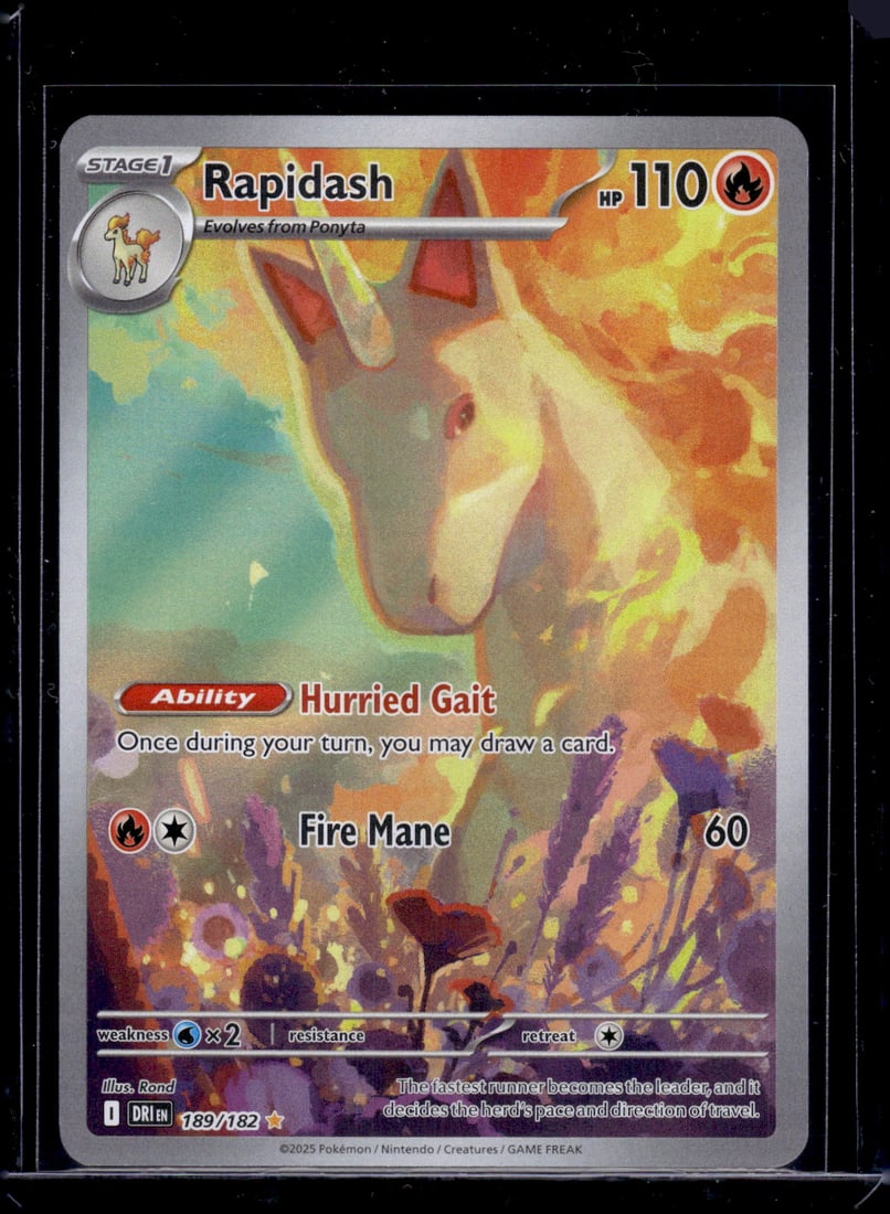 Pokemon Destined Rivals Rapidash Illustration Rare #189: Pokemon Trading Card Game Cards, Charizard, Pikachu, Mewtwo, Reverse Holo, Holo Rare, Secret Rare Cards, Full Art Cards, Eevee, Ultra Rare Card, Illustration Rare, Special Illustration Rare SIR