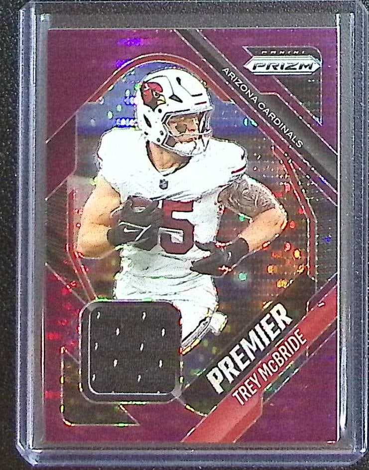 Trey McBride Purple Pulsar Prizm Patch 2025 Panini Prizm #PJY-TME Arizona Cardinals: Panini Select, Prizm, Mosaic, Contenders, Zenith, Phoenix, Illusions, Absolute, Rookie NFL Sports Trading Cards, SP, SSP, Cards, Football Cards for Sale Near Me, Superbowl & Hall of Fame Player Cards,