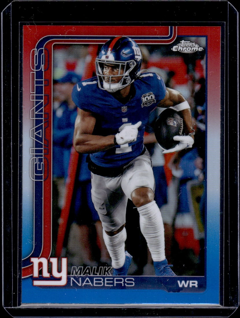 Malik Nabers Red White Blue Refractor 2025 Topps Chrome #225 New York Giants (1 of 2)