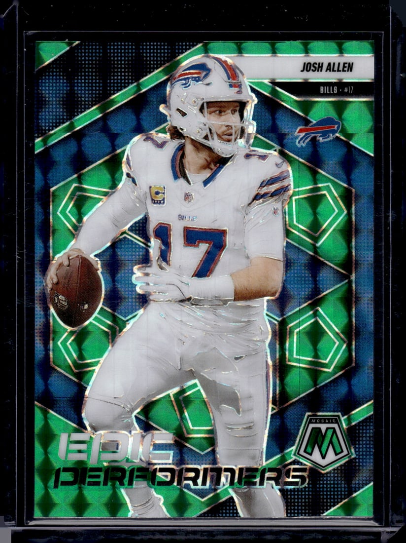 Josh Allen Epic Performers Green Mosaic Prizm 2025 Mosaic #9 Buffalo Bills (1 of 2)