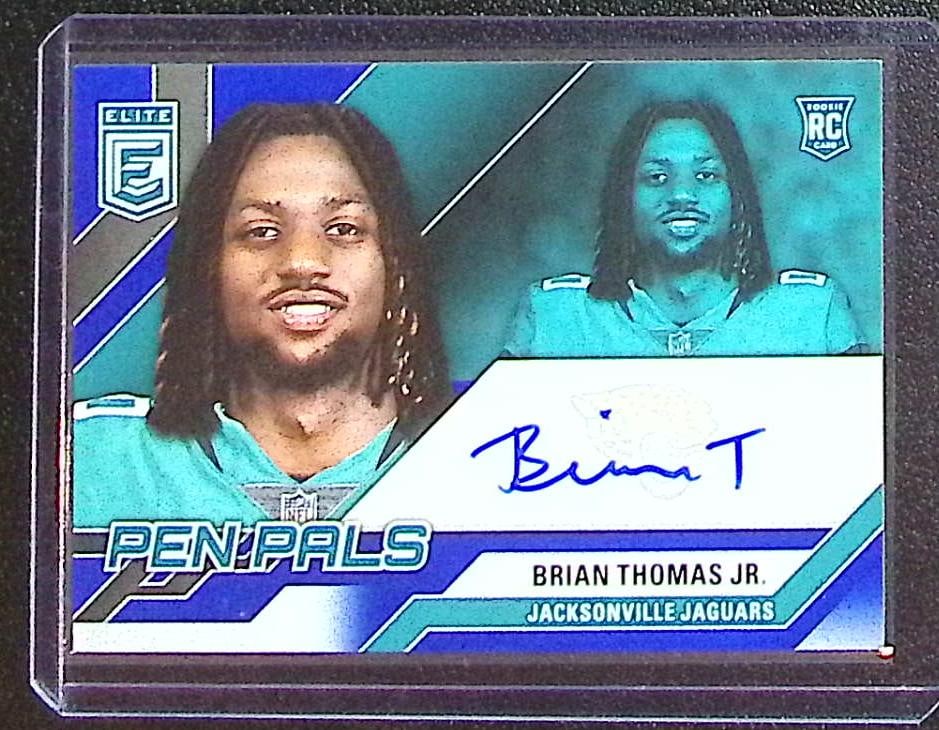 Brian Thomas Jr. Pen Pals Rookie Auto Blue 2024 Donruss Elite #PAL-BTH Jaguars (1 of 2)