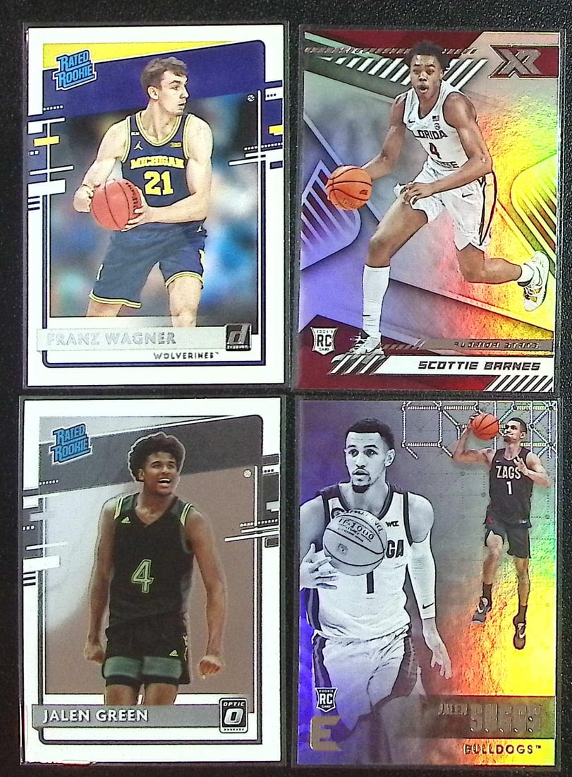 Lot of 4 2021 Chronicles Draft Picks Basketball RCs. Wagner, Barnes, Green, Suggs: Panini Select, Prizm, Mosaic, Contenders, Revolution, Phoenix, NBA Hoops, Rookie NFL Sports Trading Cards, Silver, SP, SSP, Wave Prizms, Numbered Cards, Basketball sports Cards for Sale Near Me, NBA C