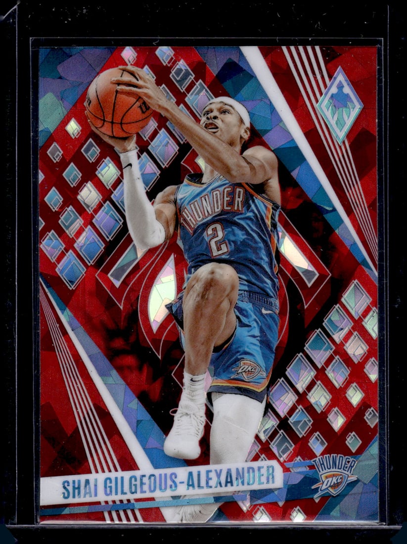 Shai Gilgeous-Alexander Red Ice 2023-24 Panini Phoenix #94 OKC Thunder: Panini Select, Prizm, Mosaic, Contenders, Revolution, Phoenix, NBA Hoops, Rookie NFL Sports Trading Cards, Silver, SP, SSP, Wave Prizms, Numbered Cards, Basketball sports Cards for Sale Near Me, NBA C