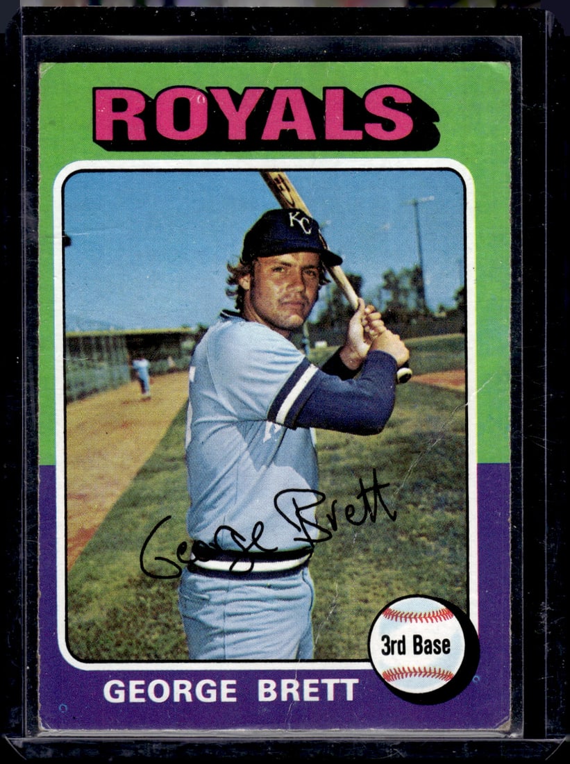 George Brett Rookie Card 1975 Topps #228 Low Grade, Creases, See Pictures: Topps Baseball MLB Trading & Sports Cards, Sports Cards for Sale Near Me, World Series & Hall of Fame Players Memorabilia, Refractors, X-Fractors, Numbered, SP, SSP, Valuable Auction Memorabilia Lots 