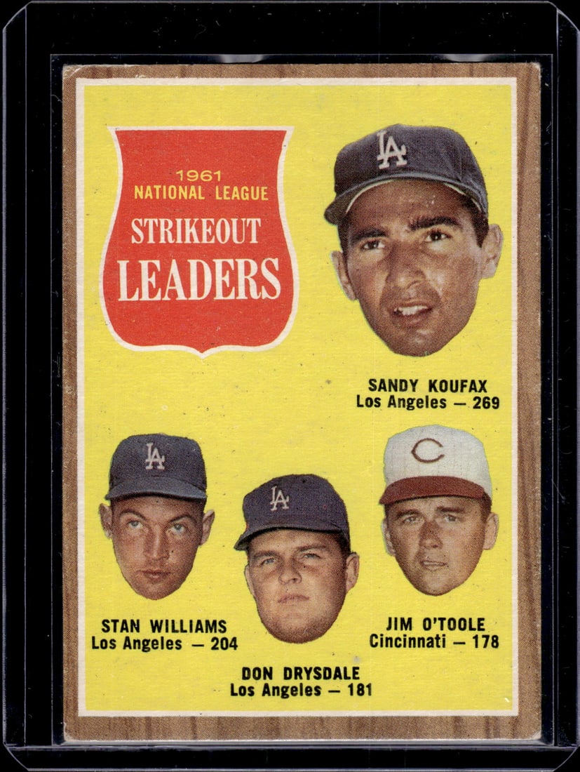 1961 Strikeout Leaders Koufax/Williams/Drysdale/O'Toole 1962 Topps #60: Topps Baseball MLB Trading & Sports Cards, Sports Cards for Sale Near Me, World Series & Hall of Fame Players Memorabilia, Refractors, X-Fractors, Numbered, SP, SSP, Valuable Auction Memorabilia Lots 