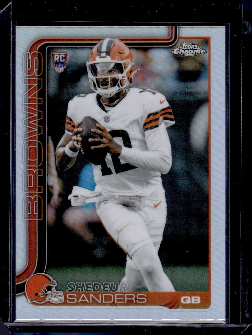 Shedeur Sanders Rookie Card Refractor 2025 Topps Chrome #315 Cleveland Browns: Topps Football NFL Trading Sports Cards, Sports Cards for Sale Near Me, Super Bowl & Hall of Fame Player Cards, Resurgence, Composite, SP, SSP, Valuable Auction Memorabilia Lots For Sale On Line