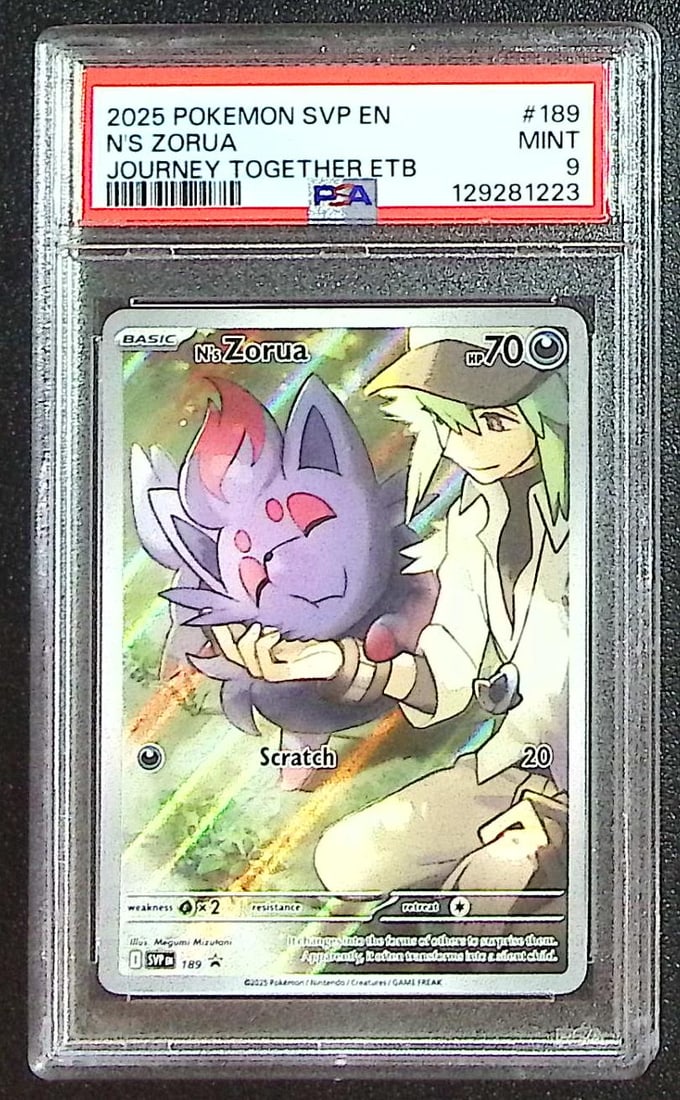 Pokemon Scarlet & Violet Promo Journey Together ETB N's Zorua #189 PSA 9: Pokemon Trading Card Game Cards, Charizard, Pikachu, Mewtwo, Reverse Holo, Holo Rare, Secret Rare Cards, Full Art Cards, Eevee, Ultra Rare Card, Illustration Rare, Special Illustration Rare SIR