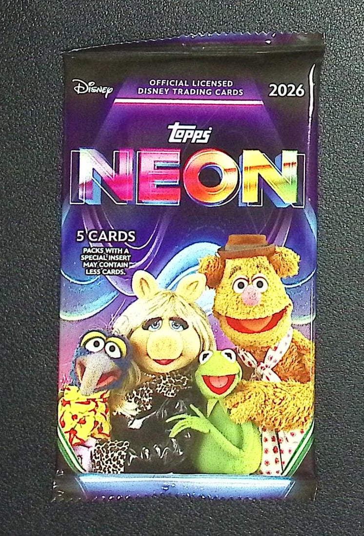 2026 Topps Disney Neon MEGA BOX PACK: Disney Topps Trading Cards of Movies & Television Shows, Refractors, Ray Waves, Numbered Rare Cards. Darth Vader, Luke Skywalker, Princess Leia, Mandalorian, Yoda, Grogu, Han Solo, Rebellion, Imperial