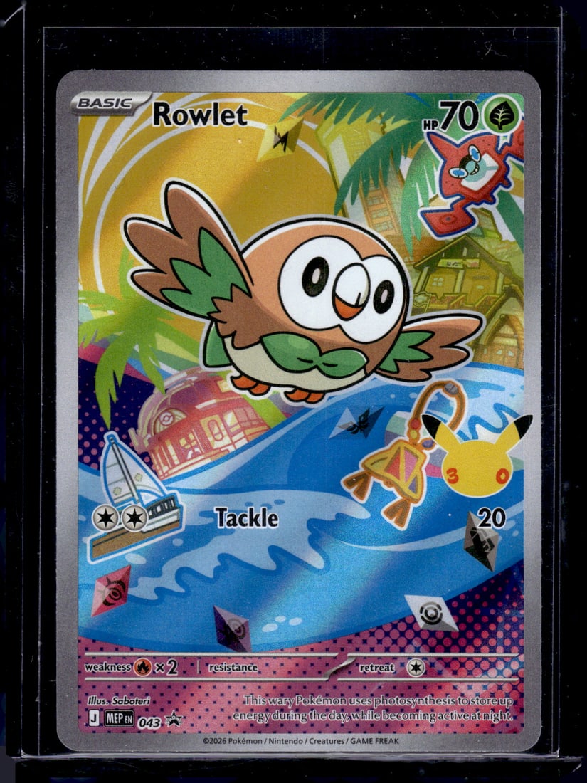 Pokemon Mega Evolution Promo First Partner Illustration Rowlet #43: Pokemon Trading Card Game Cards, Charizard, Pikachu, Mewtwo, Reverse Holo, Holo Rare, Secret Rare Cards, Full Art Cards, Eevee, Ultra Rare Card, Illustration Rare, Special Illustration Rare SIR