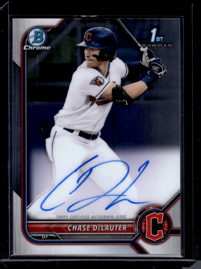 Chase DeLauter 1st Bowman Auto 2022 Bowman Chrome #CDA-CD Cleveland Guardians: Bowman Baseball MLB Trading & Sports Cards, Sports Cards for Sale Near Me, World Series & Hall of Fame Players, SP, SSP, Chrome, 1st Bowman, Auction Memorabilia Lots Sold On Line