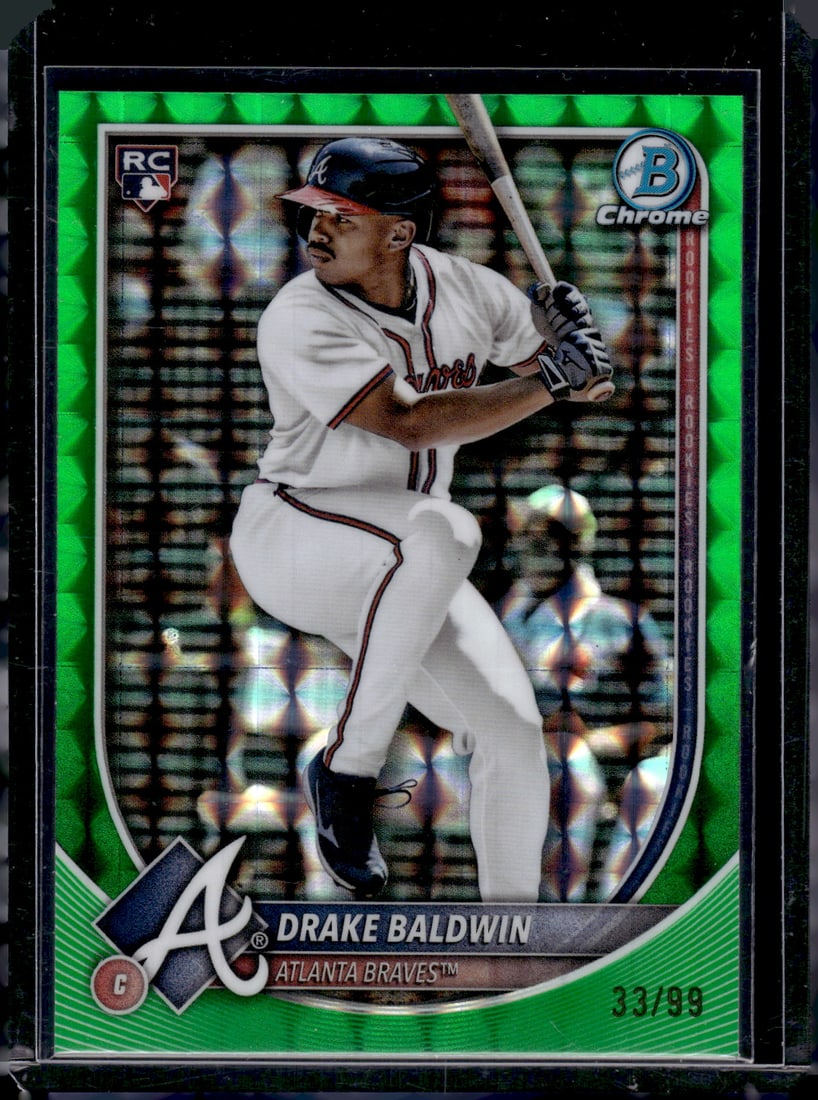 Drake Baldwin Rookie Card Green Geometric Refractor /99 2025 Bowman Chrome #75: Bowman Baseball MLB Trading & Sports Cards, Sports Cards for Sale Near Me, World Series & Hall of Fame Players, SP, SSP, Chrome, 1st Bowman, Auction Memorabilia Lots Sold On Line