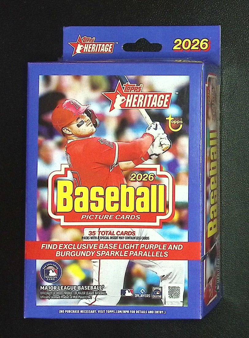 2026 Topps Heritage Series 1 Baseball HANGER BOX: Factory Sealed Topps Baseball MLB Trading & Sports Cards, Rookie Cards in this set are Roman Anthony, Jack Caglianone, Speckled, SP, SSP, Variations, Autographs, Chrome, Refractors, 1976 Topps, Sports