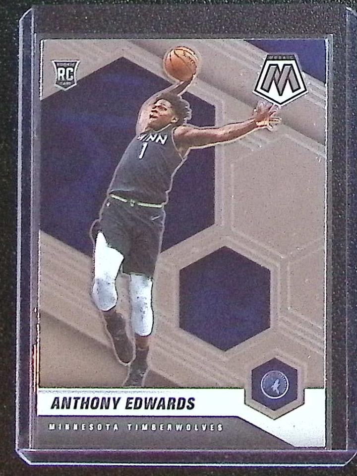 Anthony Edwards Rookie Card 2020-21 Mosaic #201 Minnesota Timberwolves: Panini Select, Prizm, Mosaic, Contenders, Revolution, Phoenix, NBA Hoops, Rookie NFL Sports Trading Cards, Silver, SP, SSP, Wave Prizms, Numbered Cards, Basketball sports Cards for Sale Near Me, NBA C