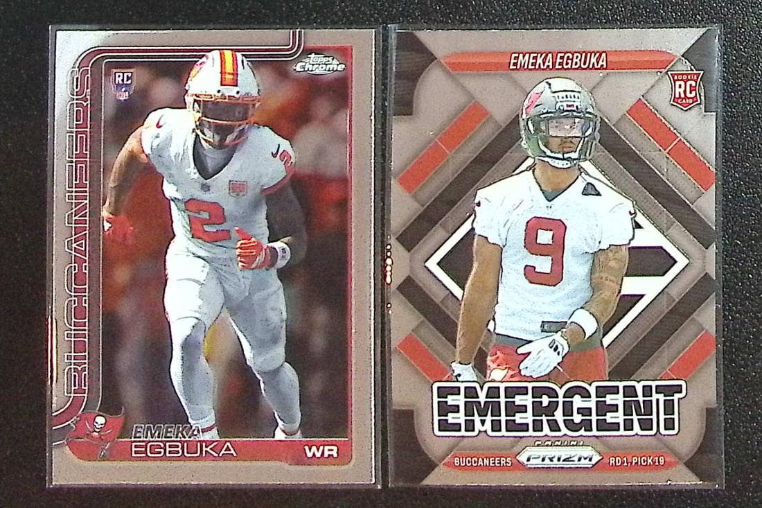Lot of 2 Emeka Egbuka Rookie Cards. Topps Chrome #312 & Panini Prizm #3: Topps Football NFL Trading Sports Cards, Sports Cards for Sale Near Me, Super Bowl & Hall of Fame Player Cards, Resurgence, Composite, SP, SSP, Valuable Auction Memorabilia Lots For Sale On Line