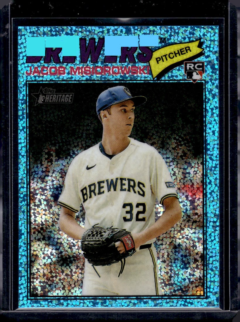 Jacob Misiorowski Rookie Card Light Blue Sparkle 2026 Topps Heritage #144 Brewers: Topps Baseball MLB Trading & Sports Cards, Sports Cards for Sale Near Me, World Series & Hall of Fame Players Memorabilia, Refractors, X-Fractors, Numbered, SP, SSP, Valuable Auction Memorabilia Lots 