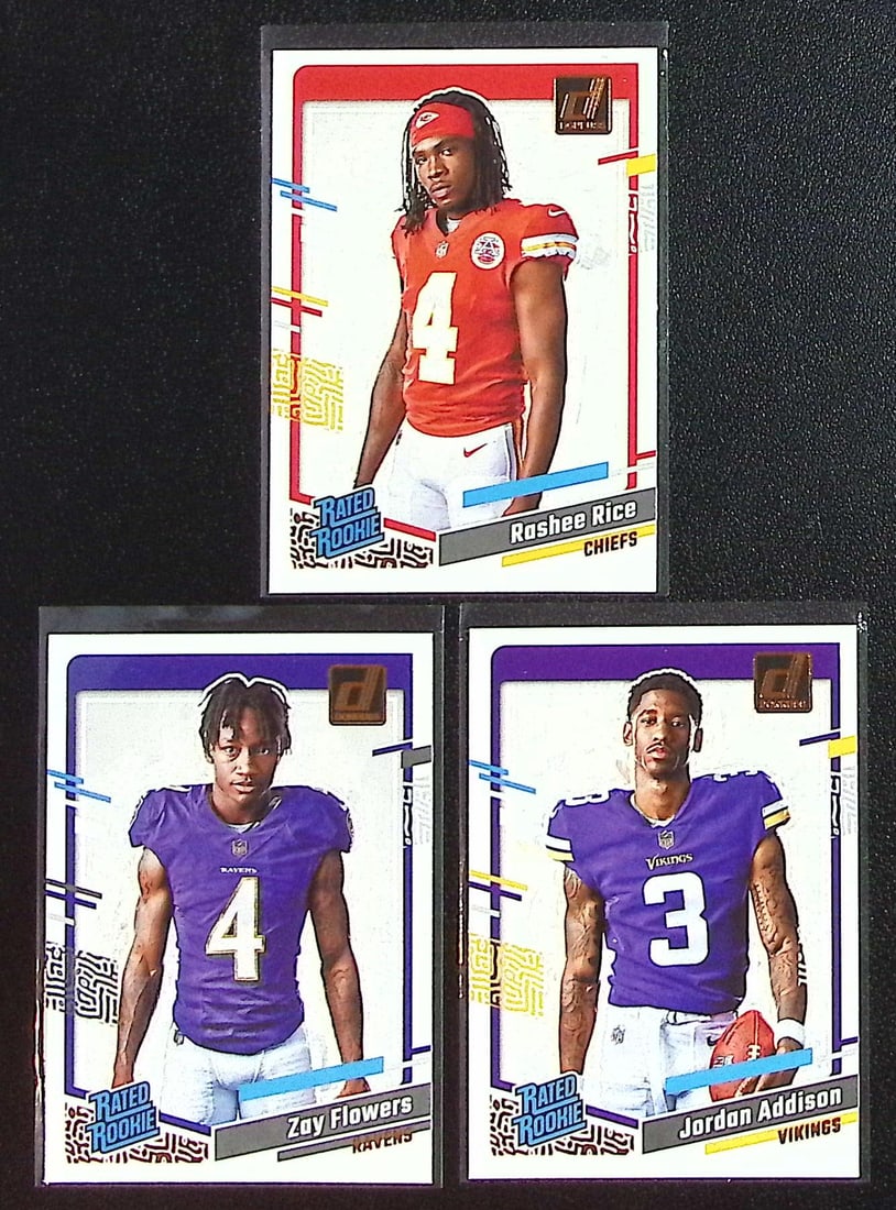 Lot of 3 2023 Donruss NFL Portrait Rookie Cards. Rashee Rice, Zay Flowers, Jordan Addison (1 of 2)
