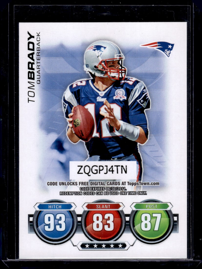 Tom Brady 2010 Topps Attax #NNO New England Patriots: Topps Football NFL Trading Sports Cards, Sports Cards for Sale Near Me, Super Bowl & Hall of Fame Player Cards, Resurgence, Composite, SP, SSP, Valuable Auction Memorabilia Lots For Sale On Line