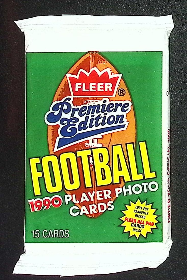1990 Fleer Vintage Football Cards Premier Edition Retail Box Pack Sports Cards NFL Cards: Fleer Vintage Football NFL Trading & Sports Cards, Superbowl Memorabilia, Old Sports Cards for Sale Near Me, Emmitt Smith, Dan Marino, Joe Montana, John Elway, Valuable Auction Memorabilia Lots for Sa
